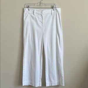Loft Crisp White Wide-Leg Cropped Pants. Cotton-Spandex. Like new. Size 10